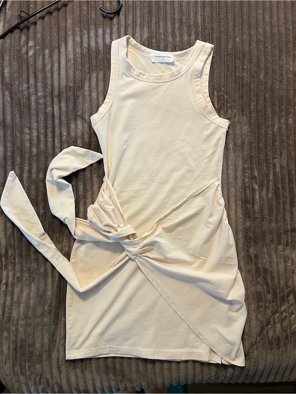 Goodnight Macaroon Cream Knot-Detail Mini Dress